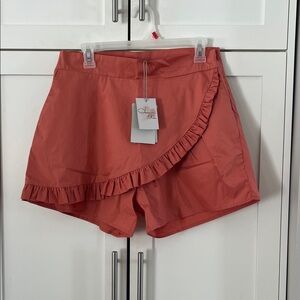 Americo & Rosa Ruffled Wrap-Front Women’s Shorts - Coral